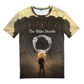 Мужская футболка 3D с принтом THE ELDER SCROLLS , 100% полиэфир | прямой крой, круглый вырез горловины, длина до линии бедер | bethesda | game | tes | the elder scrolss | бетезда | игры | магия | рыцарь