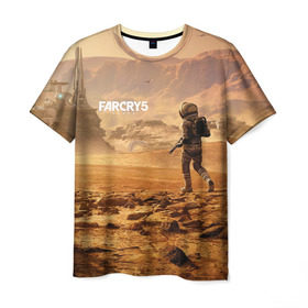 Мужская футболка 3D с принтом FAR CRY 5 LOST ON MARS , 100% полиэфир | прямой крой, круглый вырез горловины, длина до линии бедер | action | far cry | far cry 5 | lost on mars | игра | космонавт | космос | марс | экшн