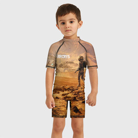 Детский купальный костюм 3D с принтом FAR CRY 5 LOST ON MARS , Полиэстер 85%, Спандекс 15% | застежка на молнии на спине | action | far cry | far cry 5 | lost on mars | игра | космонавт | космос | марс | экшн