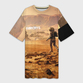 Платье-футболка 3D с принтом FAR CRY 5 LOST ON MARS ,  |  | action | far cry | far cry 5 | lost on mars | игра | космонавт | космос | марс | экшн