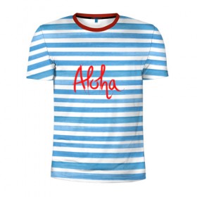 Мужская футболка 3D спортивная с принтом ALOHA , 100% полиэстер с улучшенными характеристиками | приталенный силуэт, круглая горловина, широкие плечи, сужается к линии бедра | гавайи | лето | море | моряк | отдых | пляж | полоски | тельняшка | яхта