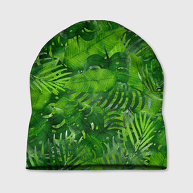 Шапка 3D с принтом Тропики , 100% полиэстер | универсальный размер, печать по всей поверхности изделия | джунгли | зелень | лес | листья | тропики