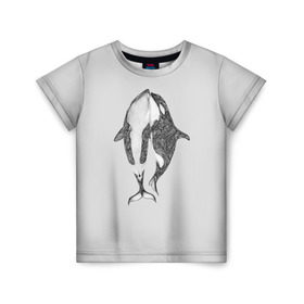 Детская футболка 3D с принтом Киты , 100% гипоаллергенный полиэфир | прямой крой, круглый вырез горловины, длина до линии бедер, чуть спущенное плечо, ткань немного тянется | арт | касатка | касатки | кит | море | океан | рисунок | узор