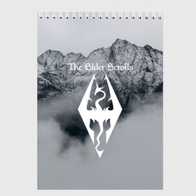 Скетчбук с принтом TES V SKYRIM , 100% бумага
 | 48 листов, плотность листов — 100 г/м2, плотность картонной обложки — 250 г/м2. Листы скреплены сверху удобной пружинной спиралью | dragon | mountain | skyrim | tes | tes 5 | the elder scrolls | горы | дракон | логотип | эмблема