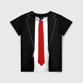 Детская футболка 3D с принтом КОСТЮМ АГЕНТА 47 , 100% гипоаллергенный полиэфир | прямой крой, круглый вырез горловины, длина до линии бедер, чуть спущенное плечо, ткань немного тянется | Тематика изображения на принте: agent 47 | галстук | пиджак | хитман