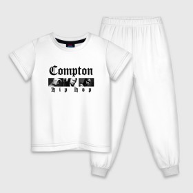 Детская пижама хлопок с принтом Compton hip-hop , 100% хлопок |  брюки и футболка прямого кроя, без карманов, на брюках мягкая резинка на поясе и по низу штанин
 | Тематика изображения на принте: 2pac | 2pak | 2пак | biggie smalls | makaveli | shakur | the notorious b.i.g. | thug life | tupac | амару | биги смолс | ганста | гето | гетто | жизнь головореза | крутой | макавели | надпись | ниггер | ноториус биг | реп | репер | рэп | рэпер