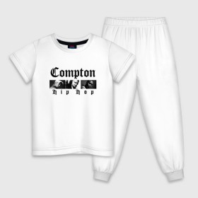 Детская пижама хлопок с принтом Compton hip-hop , 100% хлопок |  брюки и футболка прямого кроя, без карманов, на брюках мягкая резинка на поясе и по низу штанин
 | 2pac | 2pak | 2пак | biggie smalls | makaveli | shakur | the notorious b.i.g. | thug life | tupac | амару | биги смолс | ганста | гето | гетто | жизнь головореза | крутой | макавели | надпись | ниггер | ноториус биг | реп | репер | рэп | рэпер