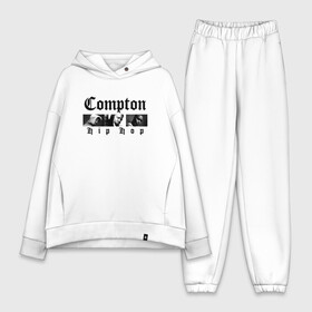 Женский костюм хлопок Oversize с принтом Compton hip hop ,  |  | 2pac | 2pak | 2пак | biggie smalls | makaveli | shakur | the notorious b.i.g. | thug life | tupac | амару | биги смолс | ганста | гето | гетто | жизнь головореза | крутой | макавели | надпись | ниггер | ноториус биг | реп | репер | рэп | рэпер