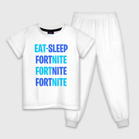 Детская пижама хлопок с принтом Eat Sleep Fortnite , 100% хлопок |  брюки и футболка прямого кроя, без карманов, на брюках мягкая резинка на поясе и по низу штанин
 | battle royale | fortnite | victory royale | батл роял | фортнайт