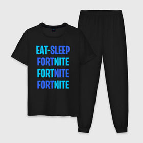 Мужская пижама хлопок с принтом Eat Sleep Fortnite , 100% хлопок | брюки и футболка прямого кроя, без карманов, на брюках мягкая резинка на поясе и по низу штанин
 | battle royale | fortnite | victory royale | батл роял | фортнайт