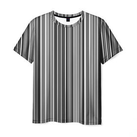 Мужская футболка 3D с принтом Черно белые полосы , 100% полиэфир | прямой крой, круглый вырез горловины, длина до линии бедер | белое | полоски | полосы | черное