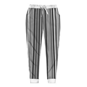 Женские брюки 3D с принтом Черно белые полосы , полиэстер 100% | прямой крой, два кармана без застежек по бокам, с мягкой трикотажной резинкой на поясе и по низу штанин. В поясе для дополнительного комфорта — широкие завязки | белое | полоски | полосы | черное