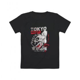 Детская футболка хлопок с принтом Токийский гуль , 100% хлопок | круглый вырез горловины, полуприлегающий силуэт, длина до линии бедер | 