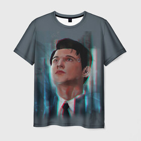 Мужская футболка 3D с принтом Connor , 100% полиэфир | прямой крой, круглый вырез горловины, длина до линии бедер | 2038 | become | connor | dbh | detroit | gamer | human | kara | андроид | девиант | детройт | кара | квест | коннор | маркус