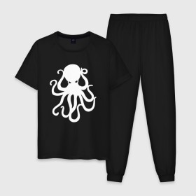 Мужская пижама хлопок с принтом Осьминог , 100% хлопок | брюки и футболка прямого кроя, без карманов, на брюках мягкая резинка на поясе и по низу штанин
 | mark hoppus | octopus | марк хоппус | осьминог