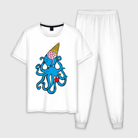 Мужская пижама хлопок с принтом Mark Blink 182 , 100% хлопок | брюки и футболка прямого кроя, без карманов, на брюках мягкая резинка на поясе и по низу штанин
 | mark hoppus | octopus | марк хоппус | осьминог