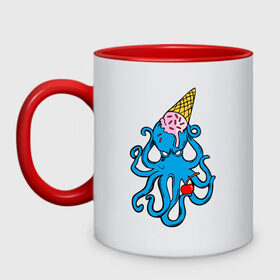 Кружка двухцветная с принтом Mark Blink 182 , керамика | объем — 330 мл, диаметр — 80 мм. Цветная ручка и кайма сверху, в некоторых цветах — вся внутренняя часть | mark hoppus | octopus | марк хоппус | осьминог