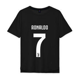 Мужская футболка хлопок Oversize с принтом RONALDO JUVE SPORT , 100% хлопок | свободный крой, круглый ворот, “спинка” длиннее передней части | 