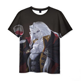 Мужская футболка 3D с принтом Alucard (Castlevania) , 100% полиэфир | прямой крой, круглый вырез горловины, длина до линии бедер | вампир | душа | манга | серебряная
