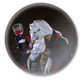Значок с принтом Alucard (Castlevania) ,  металл | круглая форма, металлическая застежка в виде булавки | вампир | душа | манга | серебряная