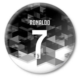 Значок с принтом RONALDO JUVE SPORT ,  металл | круглая форма, металлическая застежка в виде булавки | Тематика изображения на принте: cr7 | fc | клуб | криштиану роналду | роналдо | фк | ювентус