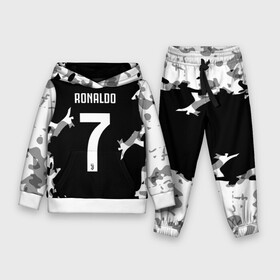 Детский костюм 3D (с толстовкой) с принтом RONALDO JUVE SPORT ,  |  | cr7 | fc | football | ronaldo | sport | криштиану роналду | роналдо | фк | форма | футбольный клуб | ювентус