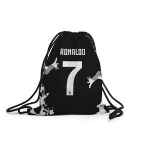 Рюкзак-мешок 3D с принтом RONALDO JUVE SPORT , 100% полиэстер | плотность ткани — 200 г/м2, размер — 35 х 45 см; лямки — толстые шнурки, застежка на шнуровке, без карманов и подкладки | cr7 | fc | football | ronaldo | sport | криштиану роналду | роналдо | фк | форма | футбольный клуб | ювентус