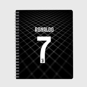 Тетрадь с принтом RONALDO JUVE SPORT , 100% бумага | 48 листов, плотность листов — 60 г/м2, плотность картонной обложки — 250 г/м2. Листы скреплены сбоку удобной пружинной спиралью. Уголки страниц и обложки скругленные. Цвет линий — светло-серый
 | cr7 | fc | клуб | криштиану роналду | роналдо | фк | ювентус