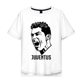 Мужская футболка хлопок Oversize с принтом RONALDO JUVE SPORT , 100% хлопок | свободный крой, круглый ворот, “спинка” длиннее передней части | 