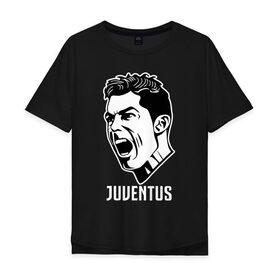 Мужская футболка хлопок Oversize с принтом RONALDO JUVE SPORT , 100% хлопок | свободный крой, круглый ворот, “спинка” длиннее передней части | 