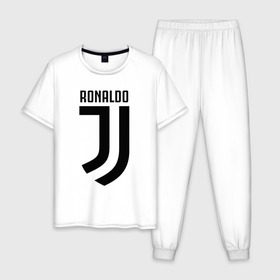 Мужская пижама хлопок с принтом RONALDO JUVE SPORT , 100% хлопок | брюки и футболка прямого кроя, без карманов, на брюках мягкая резинка на поясе и по низу штанин
 | cr7 | fc | клуб | криштиану роналду | роналдо | фк | ювентус