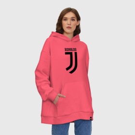 Худи SuperOversize хлопок с принтом RONALDO JUVE SPORT , 70% хлопок, 30% полиэстер, мягкий начес внутри | карман-кенгуру, эластичная резинка на манжетах и по нижней кромке, двухслойный капюшон
 | cr7 | fc | клуб | криштиану роналду | роналдо | фк | ювентус