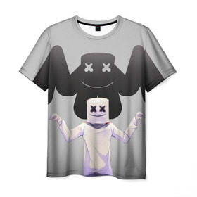 Мужская футболка 3D с принтом Маршмеллоу , 100% полиэфир | прямой крой, круглый вырез горловины, длина до линии бедер | electronic music | marshmello | маршмеллоу | электронная музыка