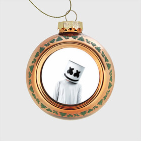 Стеклянный ёлочный шар с принтом White , Стекло | Диаметр: 80 мм | electronic music | marshmello | маршмеллоу | электронная музыка