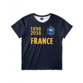 Детская футболка 3D с принтом France Champions , 100% гипоаллергенный полиэфир | прямой крой, круглый вырез горловины, длина до линии бедер, чуть спущенное плечо, ткань немного тянется | 