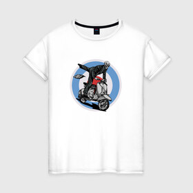 Женская футболка хлопок с принтом Мото , 100% хлопок | прямой крой, круглый вырез горловины, длина до линии бедер, слегка спущенное плечо | мопед | мото | мотоцикл | скелет | скутер | череп | черепа | экстрим