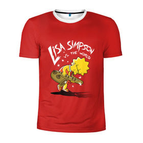 Мужская футболка 3D спортивная с принтом Лиза Симпсон , 100% полиэстер с улучшенными характеристиками | приталенный силуэт, круглая горловина, широкие плечи, сужается к линии бедра | homer | lisa | simpson | simpsons | барт | гомер | лиза | мульт | мультик | мультфильм | симпсон | симпсоны