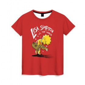 Женская футболка 3D с принтом Лиза Симпсон , 100% полиэфир ( синтетическое хлопкоподобное полотно) | прямой крой, круглый вырез горловины, длина до линии бедер | homer | lisa | simpson | simpsons | барт | гомер | лиза | мульт | мультик | мультфильм | симпсон | симпсоны