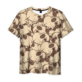 Мужская футболка 3D с принтом мопс , 100% полиэфир | прямой крой, круглый вырез горловины, длина до линии бедер | pug | мопсик | собака