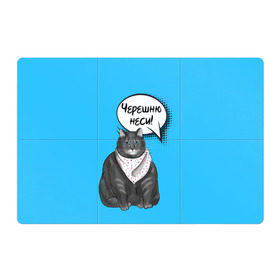 Магнитный плакат 3Х2 с принтом Толстый кот , Полимерный материал с магнитным слоем | 6 деталей размером 9*9 см | еда | кот | кушать | мем | черешня