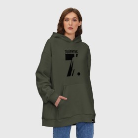 Худи SuperOversize хлопок с принтом RONALDO JUVE SPORT , 70% хлопок, 30% полиэстер, мягкий начес внутри | карман-кенгуру, эластичная резинка на манжетах и по нижней кромке, двухслойный капюшон
 | cr7 | fc | клуб | криштиану роналду | роналдо | фк | форма | ювентус