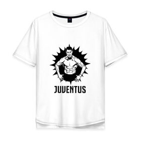 Мужская футболка хлопок Oversize с принтом RONALDO JUVE SPORT , 100% хлопок | свободный крой, круглый ворот, “спинка” длиннее передней части | 