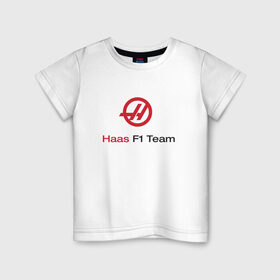 Детская футболка хлопок с принтом haas , 100% хлопок | круглый вырез горловины, полуприлегающий силуэт, длина до линии бедер | f 1 | formula 1 | haas | ф 1 | формула 1 | хаас