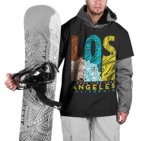 Накидка на куртку 3D с принтом Los Angeles California Surfing , 100% полиэстер |  | 