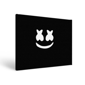 Холст прямоугольный с принтом Marshmello black , 100% ПВХ |  | dj | dj marshmello | marshmello | клуб | клубная музыка | музыка