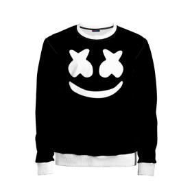 Детский свитшот 3D с принтом Marshmello black , 100% полиэстер | свободная посадка, прямой крой, мягкая тканевая резинка на рукавах и понизу свитшота | dj | dj marshmello | marshmello | клуб | клубная музыка | музыка