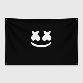Флаг-баннер с принтом Marshmello black , 100% полиэстер | размер 67 х 109 см, плотность ткани — 95 г/м2; по краям флага есть четыре люверса для крепления | dj | dj marshmello | marshmello | клуб | клубная музыка | музыка