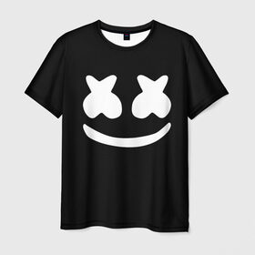 Мужская футболка 3D с принтом Marshmello black , 100% полиэфир | прямой крой, круглый вырез горловины, длина до линии бедер | Тематика изображения на принте: dj | dj marshmello | marshmello | клуб | клубная музыка | музыка
