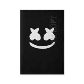 Обложка для паспорта матовая кожа с принтом Marshmello black , натуральная матовая кожа | размер 19,3 х 13,7 см; прозрачные пластиковые крепления | dj | dj marshmello | marshmello | клуб | клубная музыка | музыка