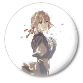 Значок с принтом Violet Evergarden_15 ,  металл | круглая форма, металлическая застежка в виде булавки | violet evergarden | вайолет эвергарден